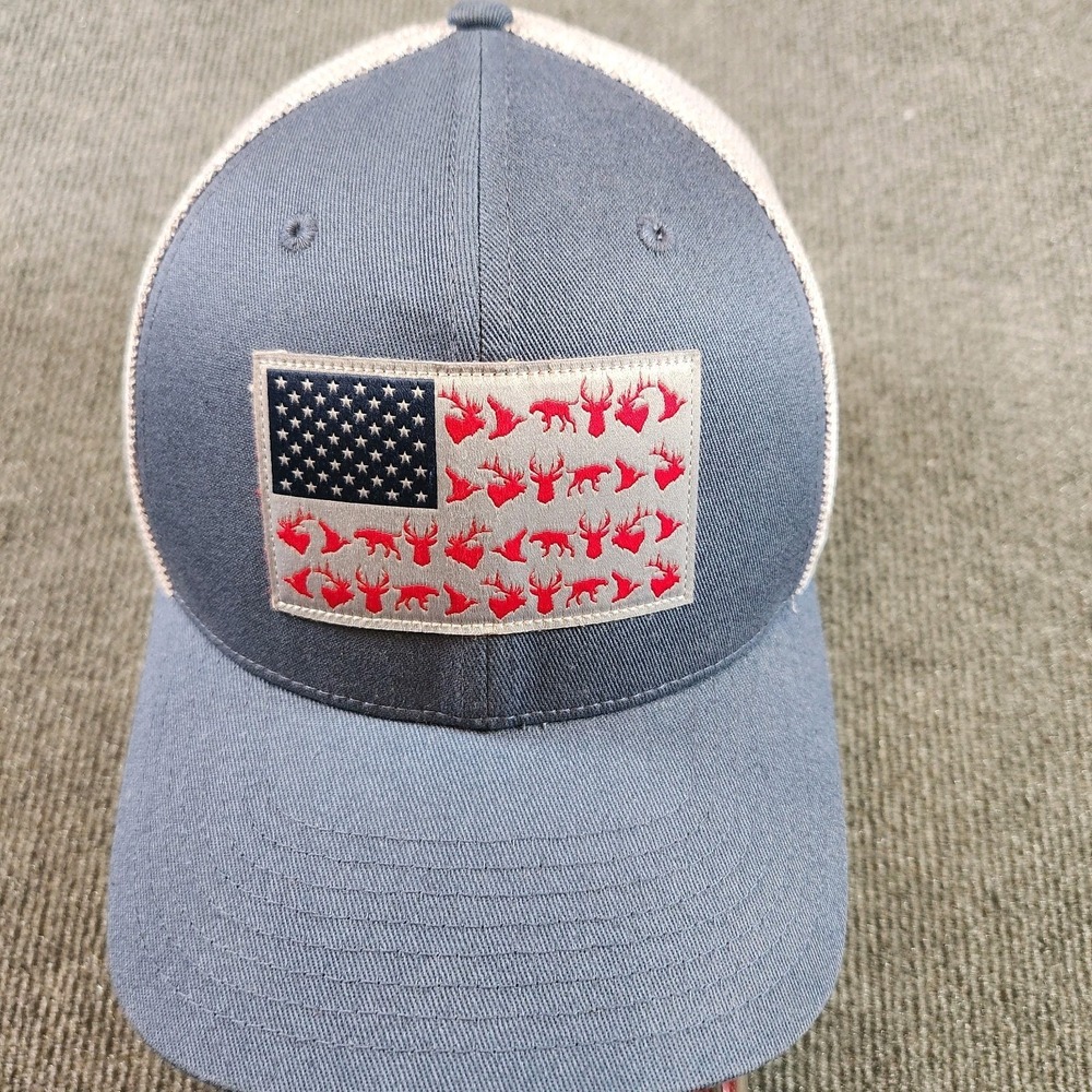 Columbia PHG Hat Adult S/M Stretch Deer Hunting USA Patriot Blue Mesh